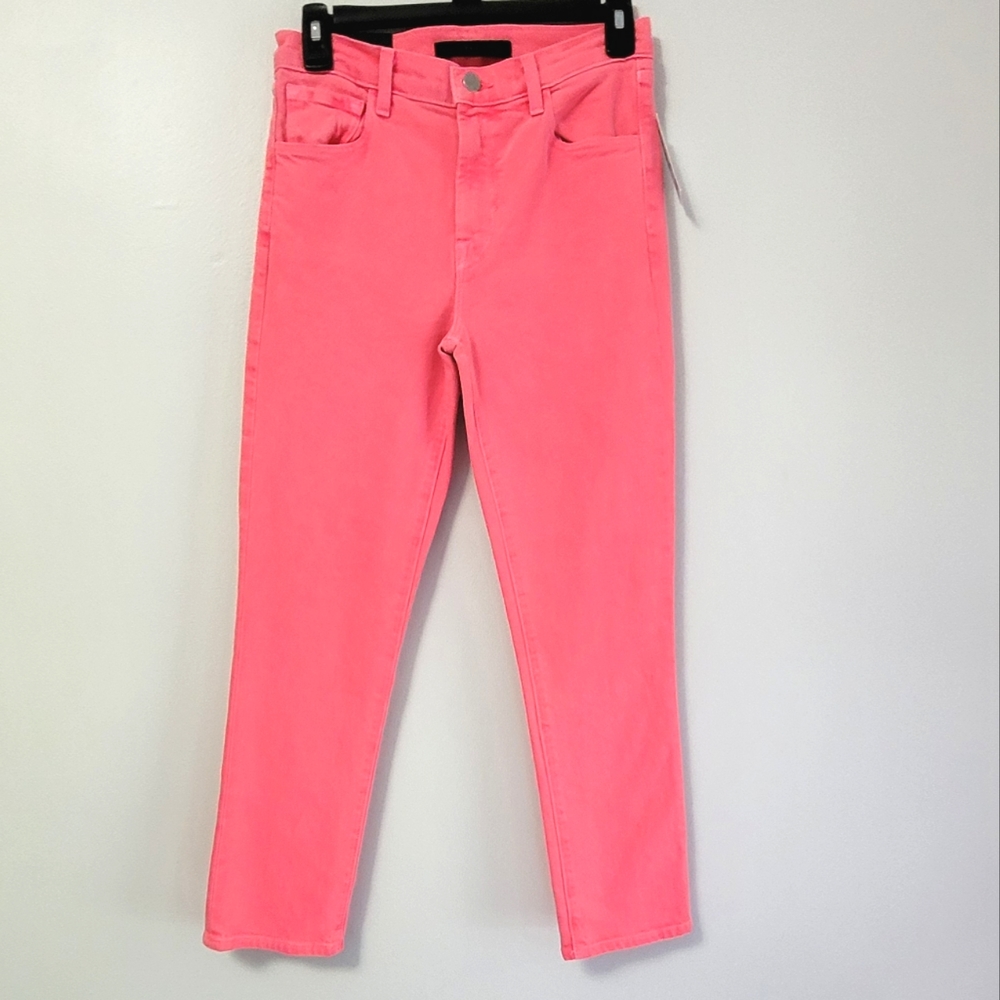 J Brand Pink Coral Ruby High Rise Crop Cigarette Jeans Sz 25 BNWT